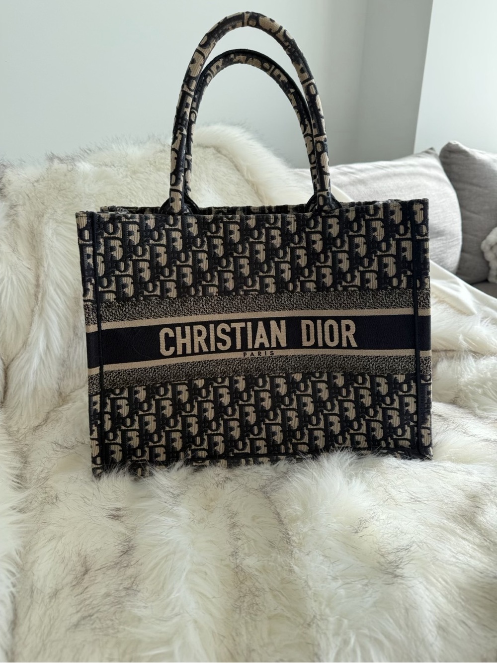 Dior Book Tote in Black and Beige Oblique